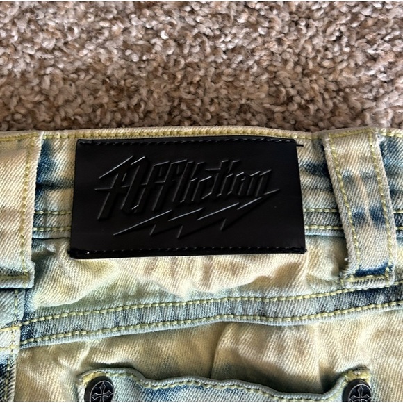 Affliction Raquel Jeans Yellow Blue Women's Size 24 Cotton Stretch Grunge Goth - Picture 4 of 13